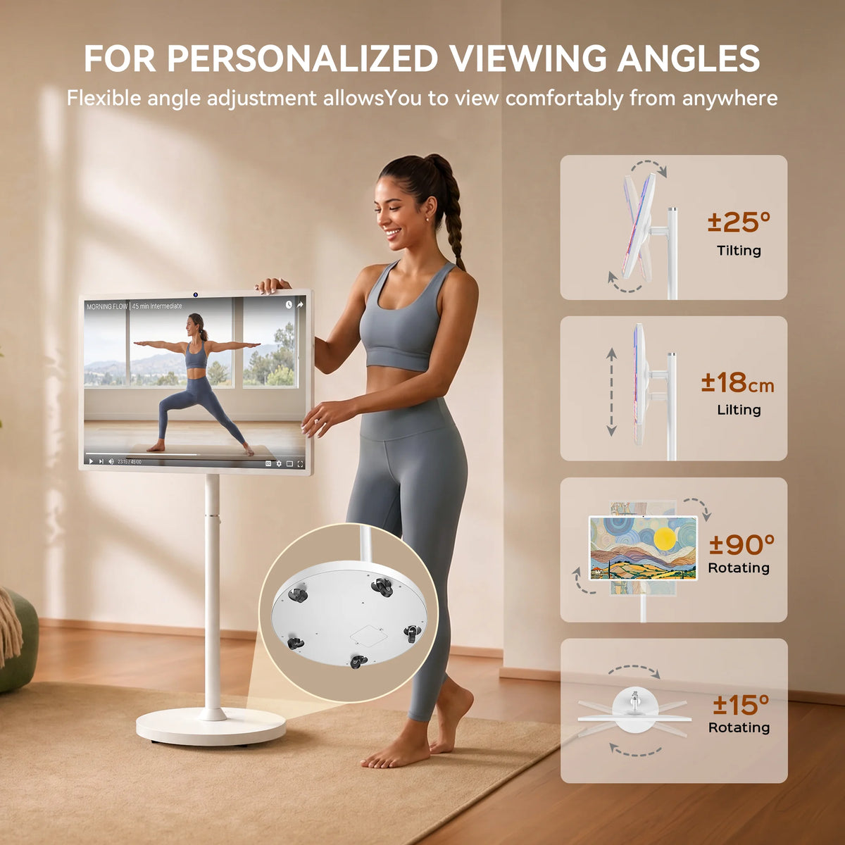 Bisprico JUNA 3 Pro — Adjustable height, tilt and screen rotation